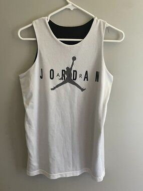 Jordan Reversible Basketball Jersey Tank Top White Black Mesh Youth XL 13-15